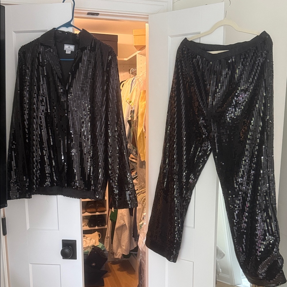 Petite Plume Black Sequin Pajamas